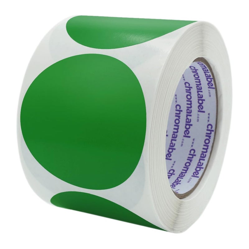 ChromaLabel 3 Inch Round Label Permanent Color Code Dot Stickers, 500 Labels per Roll, Green - Image 1